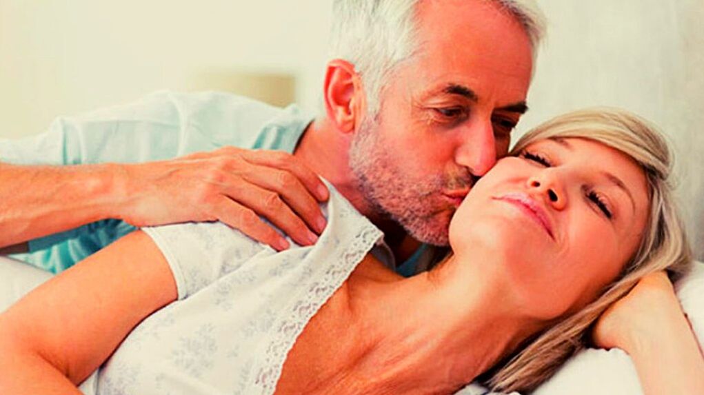 Happily married couple of mature age without problems in intimate life